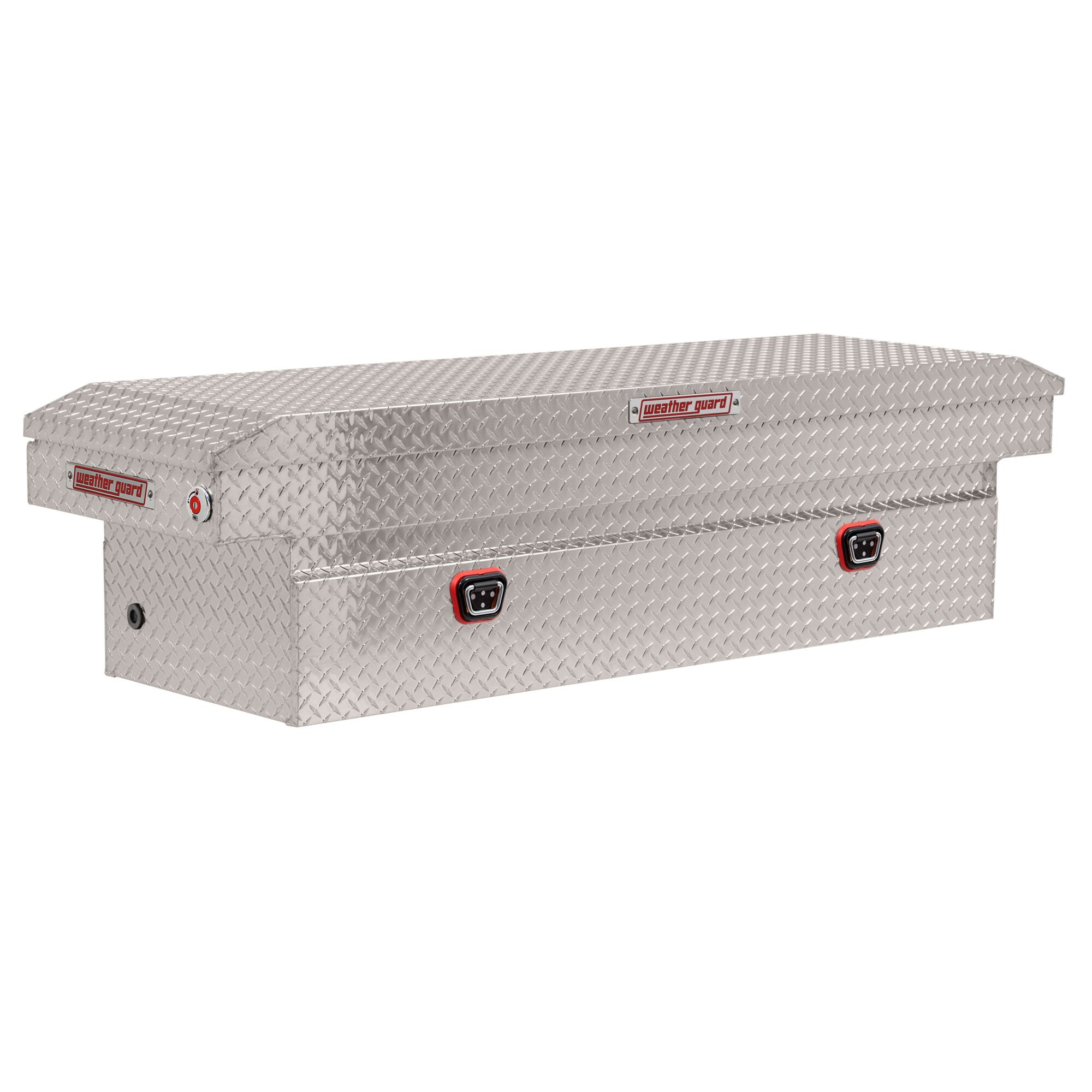 Weather Guard, 71in. L Saddle Box, Full Standard, Width 72 in, Material Aluminum, Color Finish Diamond Plate Silver, Model# 127-0-04
